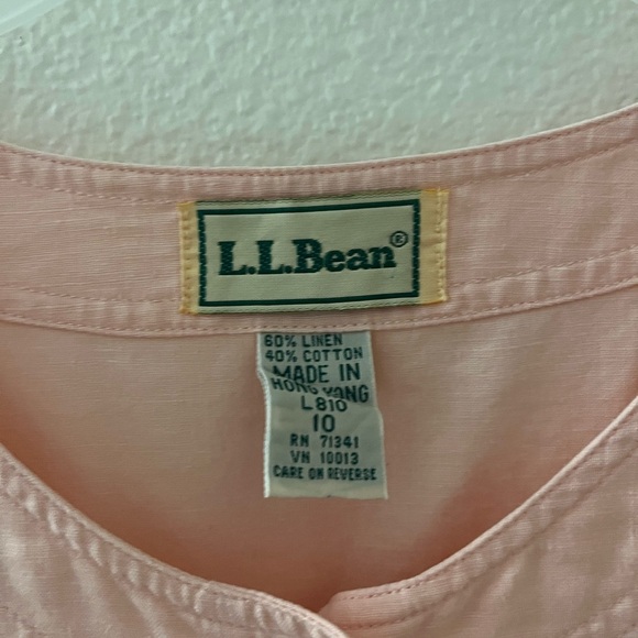 Vintage L.L. Bean Womens Button Down Short Sleeve Top Linen Cotton Blend size 10 - Picture 3 of 5